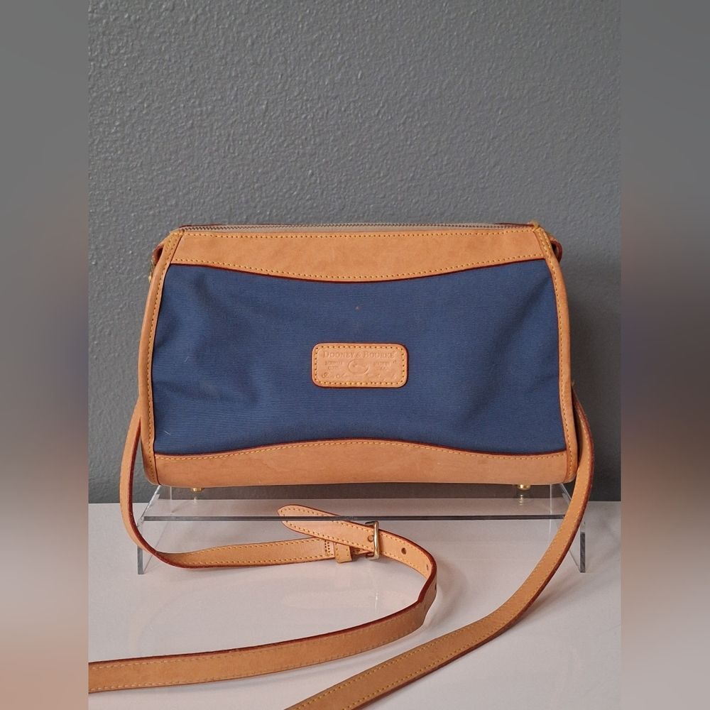 Vintage Dooney & Bourke Canvas And Leather Letter Carrier Crossbody